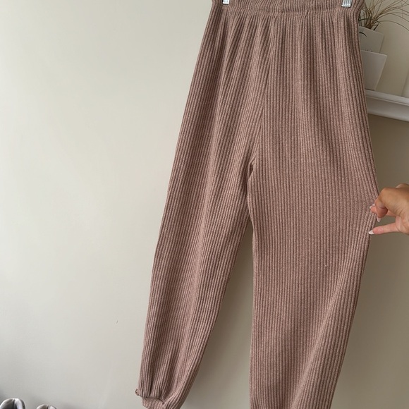 TAUPE SWEATPANTS/JOGGERS RIBBED DETAILING LOUNGEWEAR - Picture 2 of 4